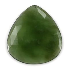 GREEN SERPENTINE ROSE CUT PEAR CAB 35X32MM 30.55 Cts.