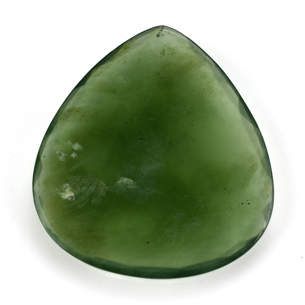 GREEN SERPENTINE ROSE CUT PEAR CAB 35X32MM 30.55 Cts.