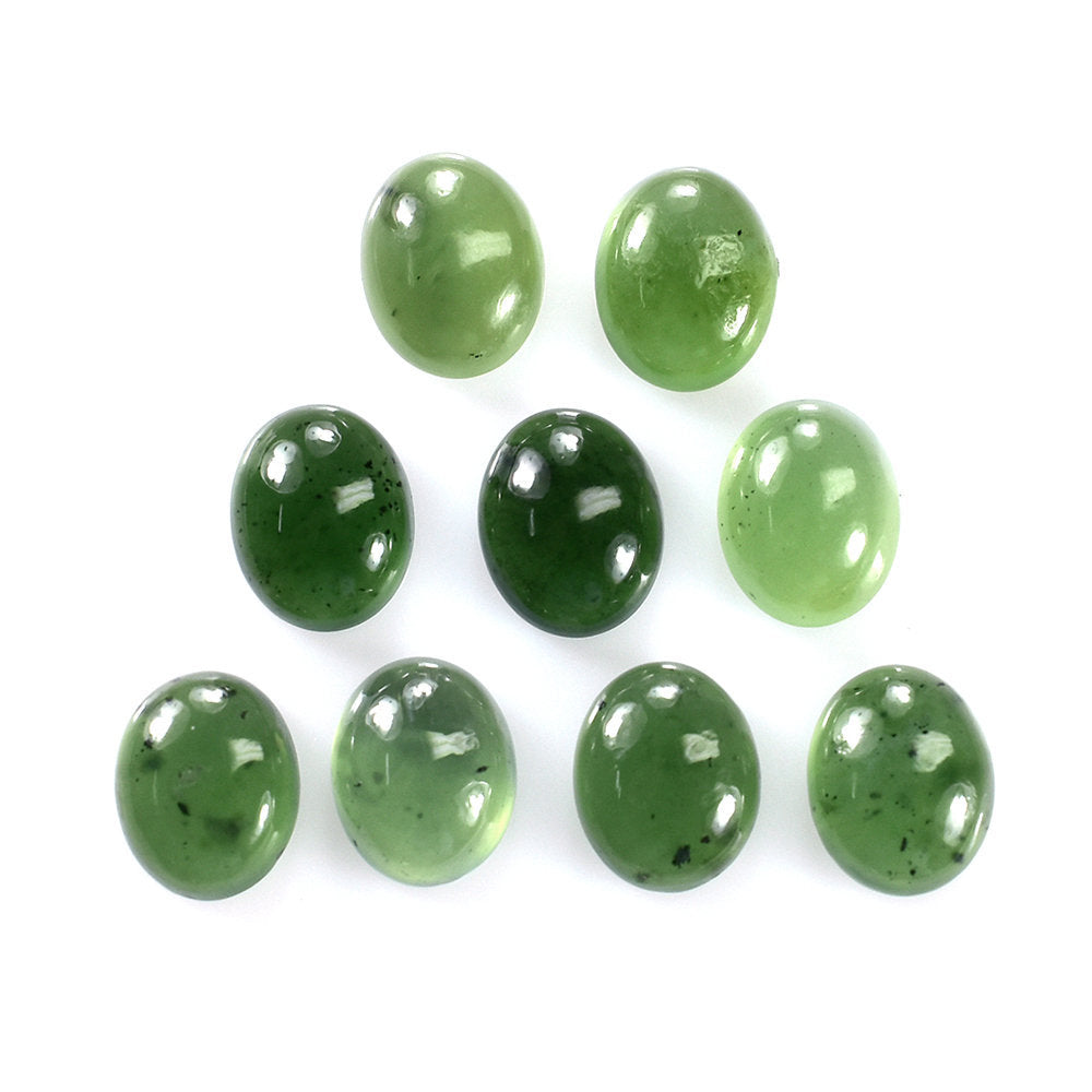 GREEN SERPENTINE PLAIN OVAL CAB 10X8MM 2.57 Cts.