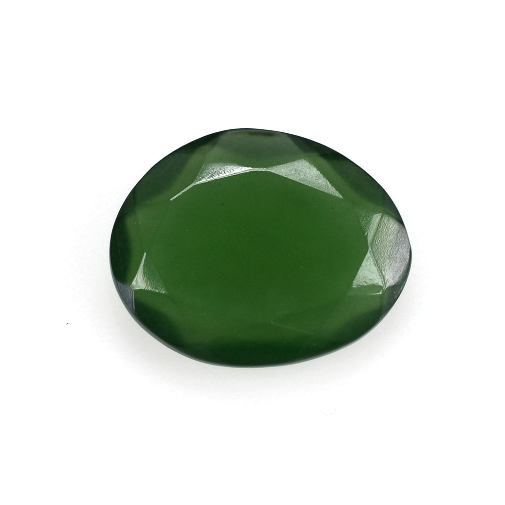 GREEN SERPENTINE BOTH SIDE TABLE CUT IRREGULAR OVAL 14X11MM 4.20 Cts.