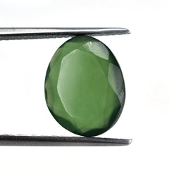 GREEN SERPENTINE BOTH SIDE TABLE CUT IRREGULAR OVAL 14X11MM 4.20 Cts.