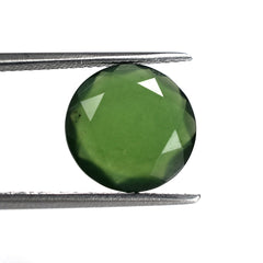 GREEN SERPENTINE BOTH SIDE TABLE CUT COIN 12MM 3.83 Cts.