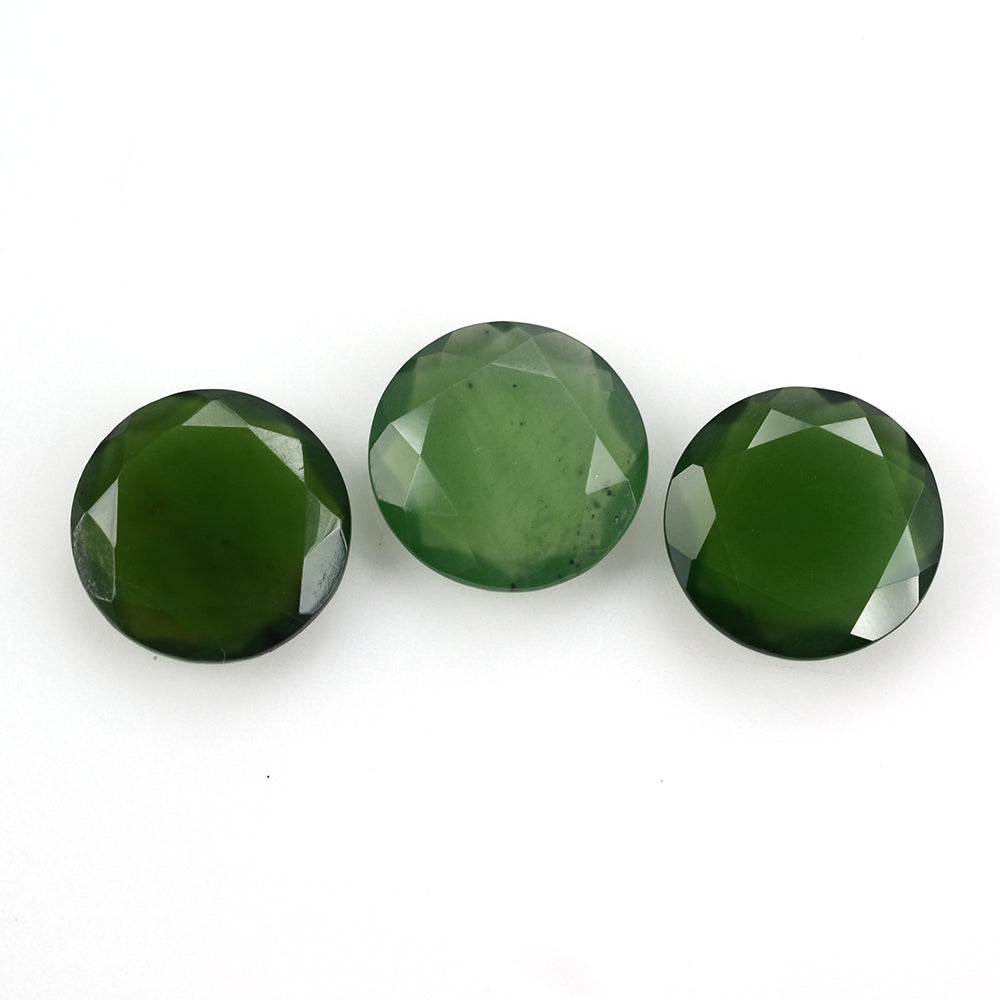 GREEN SERPENTINE BOTH SIDE TABLE CUT COIN 12MM 3.83 Cts.