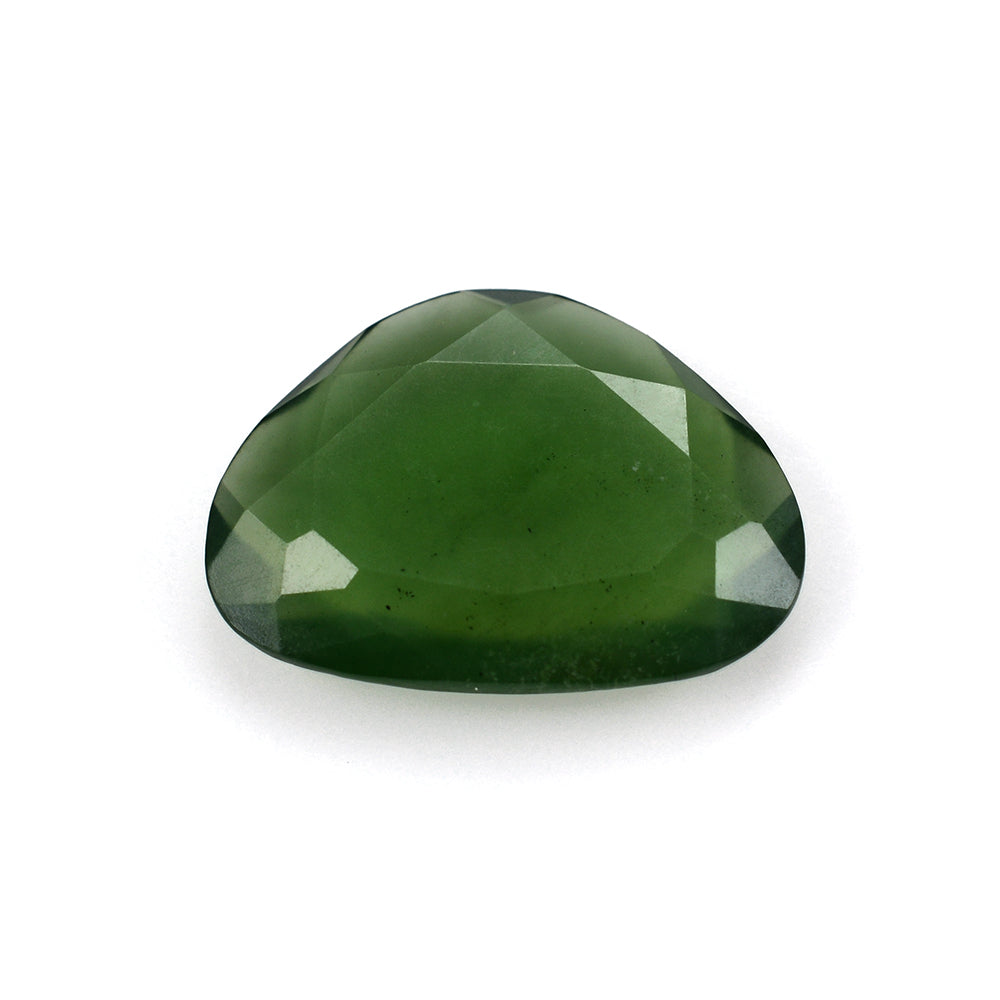 GREEN SERPENTINE BOTH SIDE TABLE CUT TRILLION 15.40X11MM 4.05 Cts.