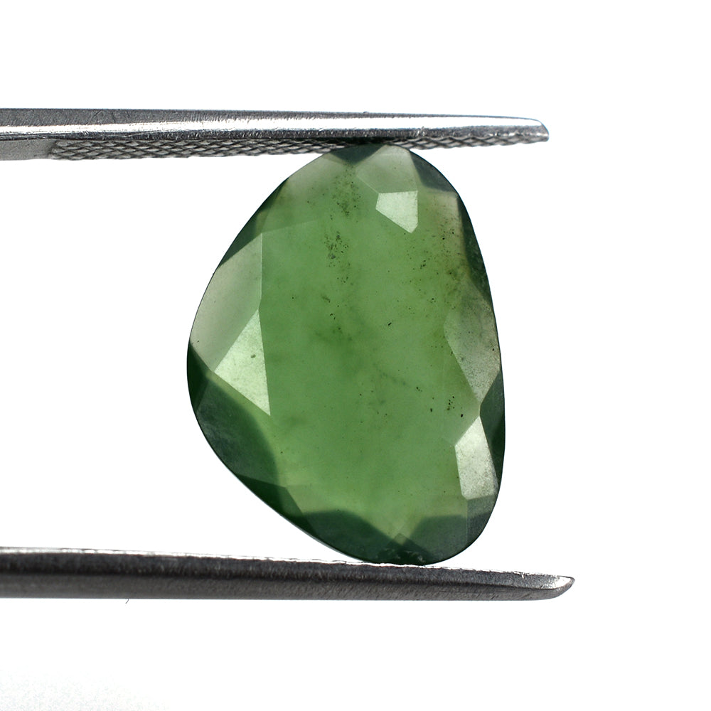 GREEN SERPENTINE BOTH SIDE TABLE CUT TRILLION 15.40X11MM 4.05 Cts.