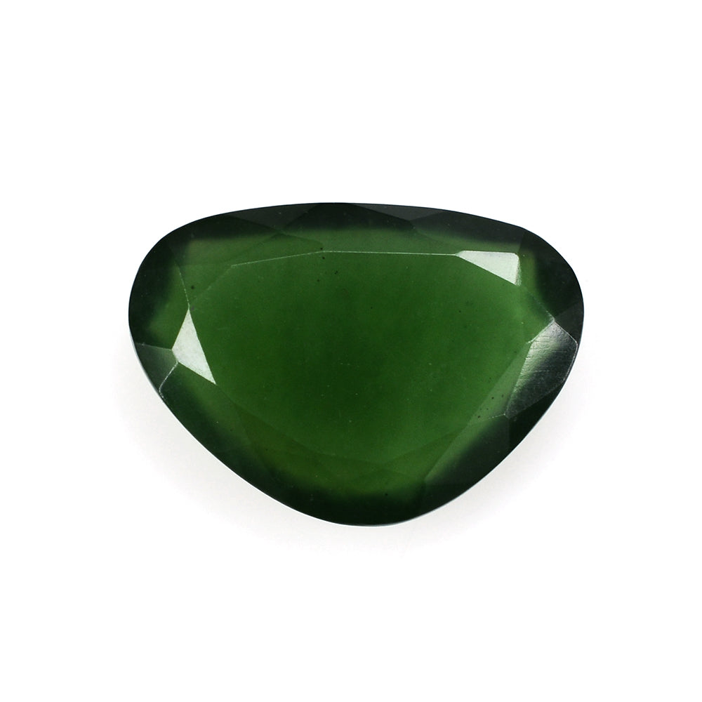 GREEN SERPENTINE BOTH SIDE TABLE CUT TRILLION 15.40X11MM 4.75 Cts.