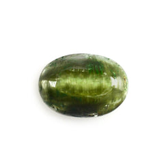 GREEN TOURMALINE CATS EYE OVAL CAB 7X5MM 0.96 Cts.