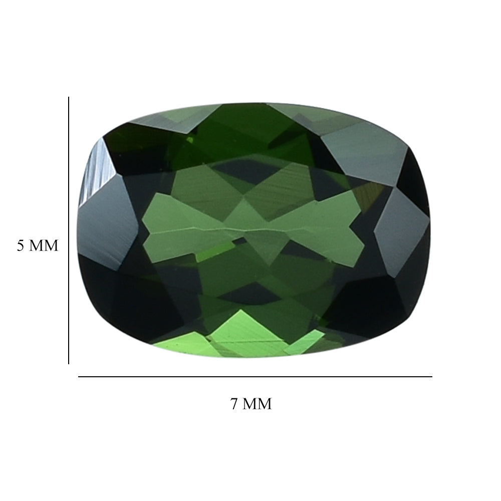 GREEN TOURMALINE CUT CUSHION (DARK) 7X5MM 0.75 Cts.