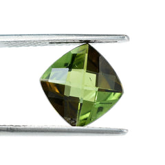 OLD GREEN TOURMALINE CHECKER CUT CUSHION (MEDIUM/SI) 10MM 3.70 Cts.