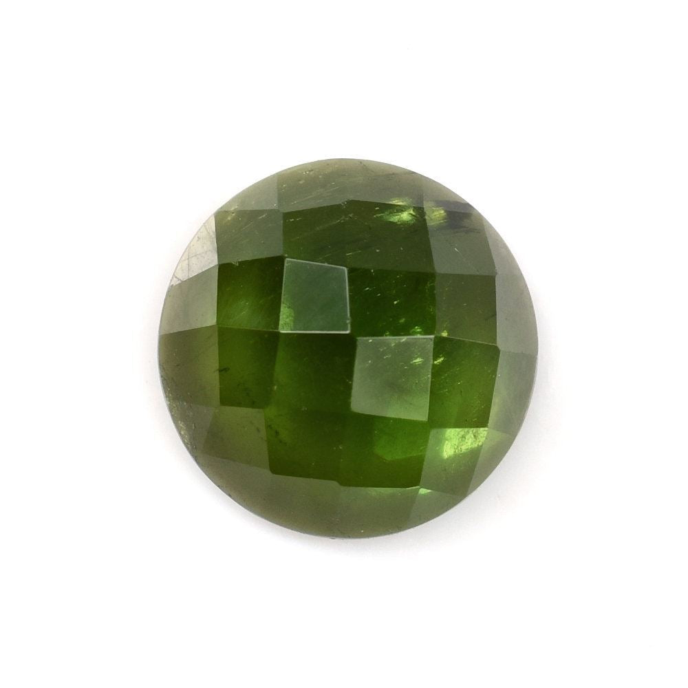 OLD GREEN TOURMALINE CHECKER CUT ROUND (MEDIUM/HI) 9MM 2.64 Cts.