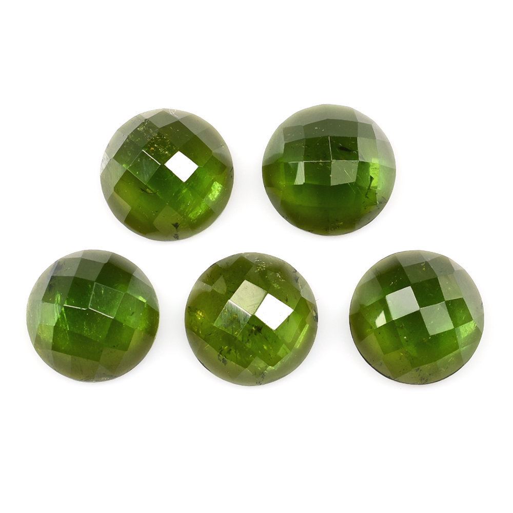 OLD GREEN TOURMALINE CHECKER CUT ROUND (MEDIUM/HI) 9MM 2.64 Cts.