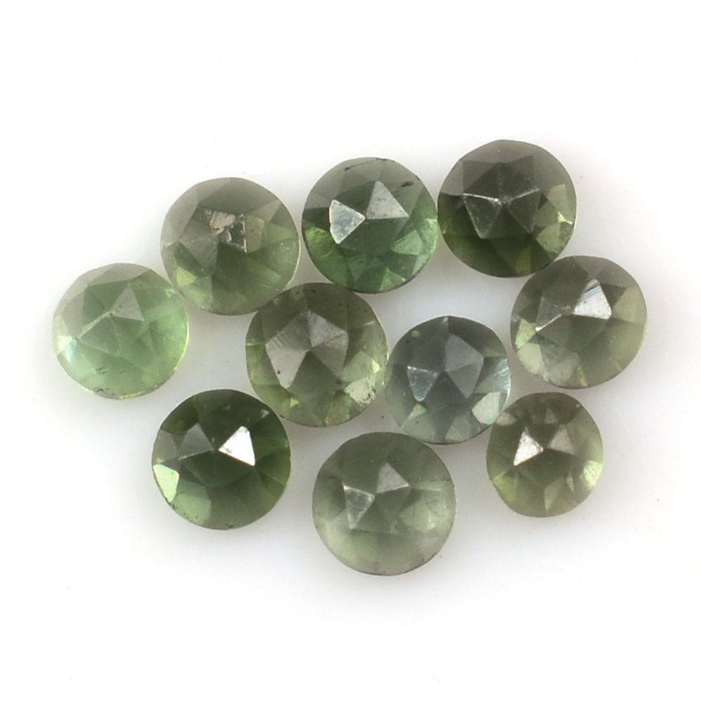 GREEN TOURMALINE ROSE CUT ROUND CAB (MEDIUM/SI) 2.20MM 0.06 Cts.