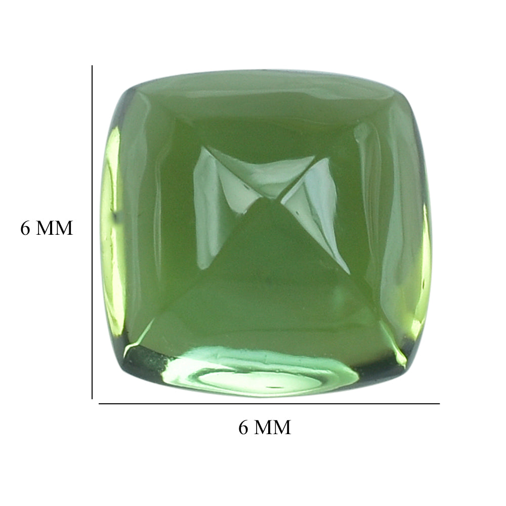 GREEN TOURMALINE (OPEN COLOR) (SI) SUGARLOAF CUSHION CAB (FLAT BOTTOM) 6MM (TH. 3.90-4.30MM) 1.30 Cts.