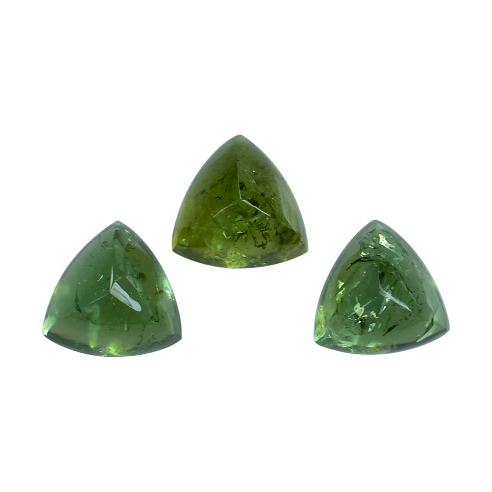 GREEN TOURMALINE (OPEN COLOR) (SI) SUGARLOAF TRILLION CAB (FLAT BOTTOM) 5MM (TH. 3.25-3.65MM) 0.60 Cts.