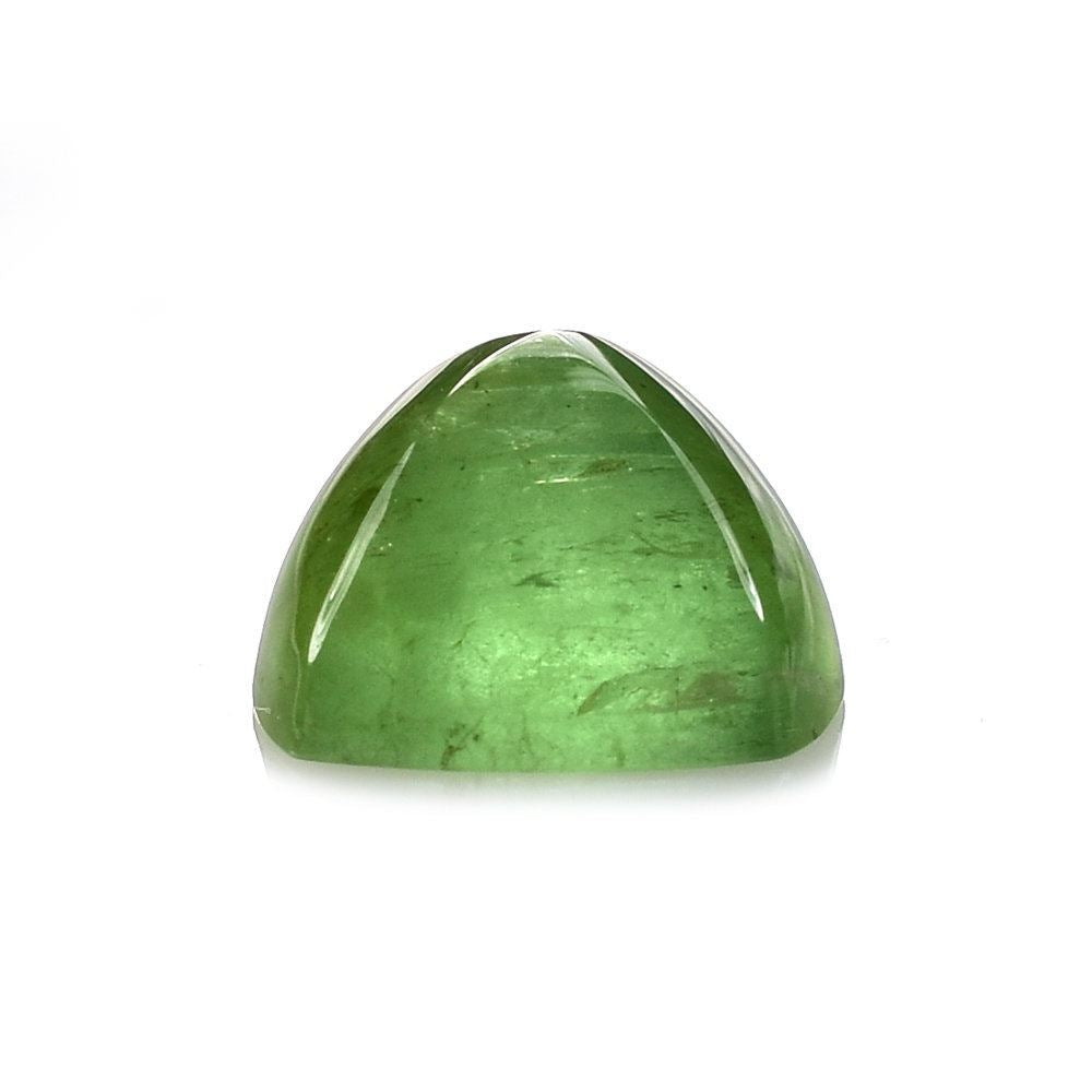 GREEN TOURMALINE SUGARLOAF CUSHION CAB (VERY MILKY) 10X10MM 5.05 Cts.