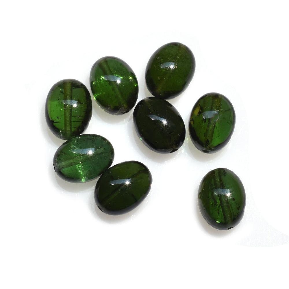 GREEN TOURMALINE PLAIN TUMBLE (FULL DRILL) 8X6MM 1.89 Cts.