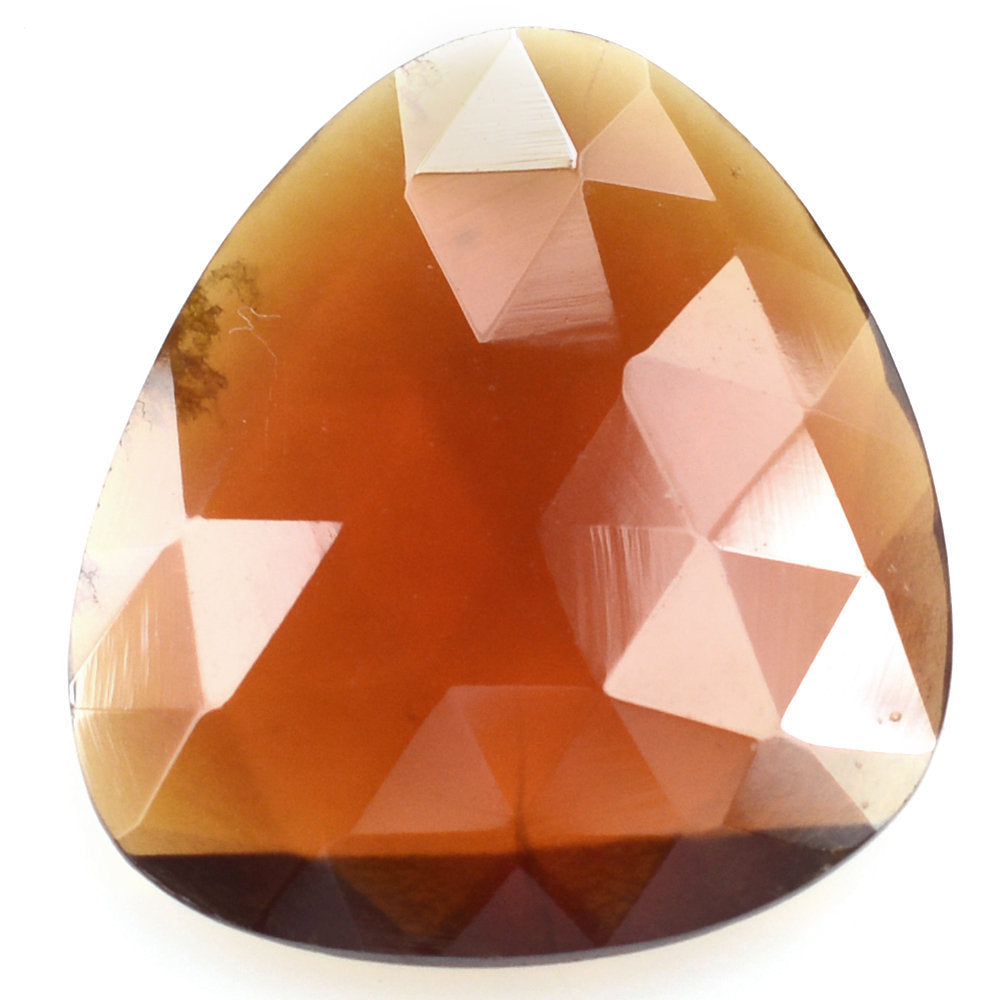 HESSONITE ROSE CUT BRIOLETTE IRREGULAR& TRILLIONISH (MILKY) 18X16MM 9.30 Cts.