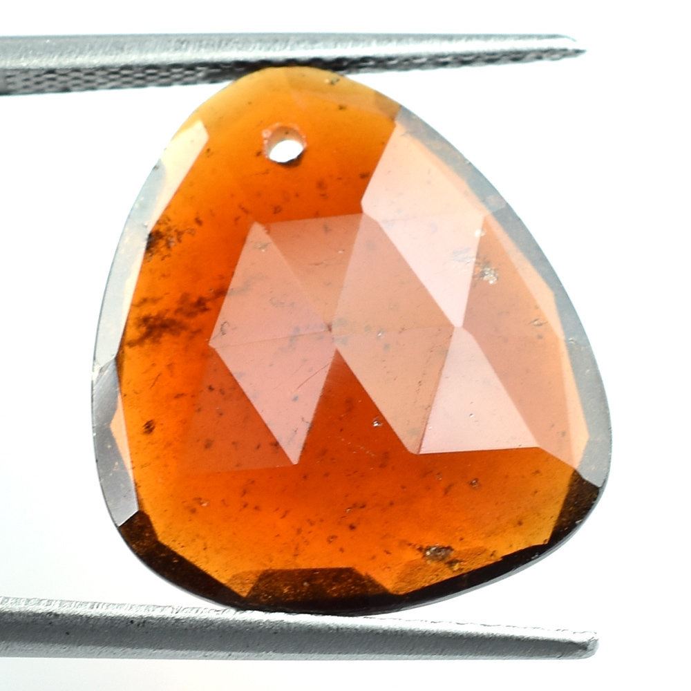 HESSONITE ROSE CUT BRIOLETTE& TRILLIONISH (FULL DRILL 1.00MM) 18X16MM 9.07 Cts.