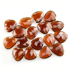 HESSONITE ROSE CUT BRIOLETTE& TRILLIONISH (FULL DRILL 1.00MM) 18X16MM 9.07 Cts.