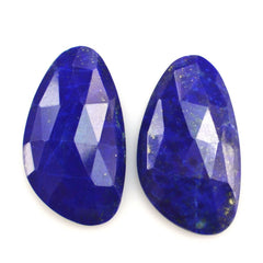 LAPIS LAZULI ROSE CUT IRREGULAR PEARISH CAB 25X14MM 10.59 Cts.