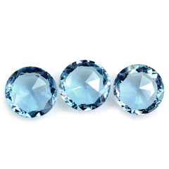 LONDON BLUE TOPAZ ROSE CUT BRIOLETTE ROUND (LITE) 14MM 10.28 Cts.