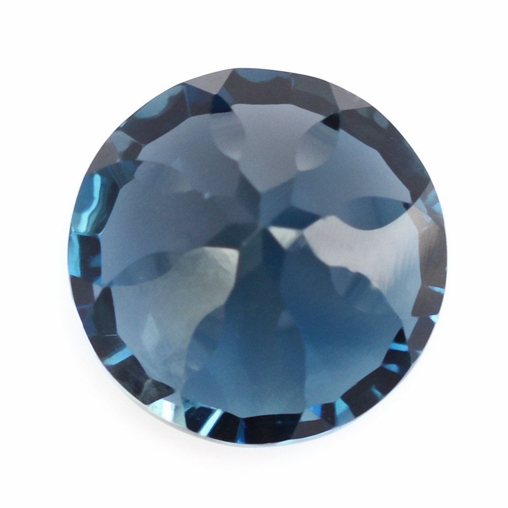 LONDON BLUE TOPAZ CONCAVE SPLENDOR CUT ROUND 10MM 5.10 Cts.