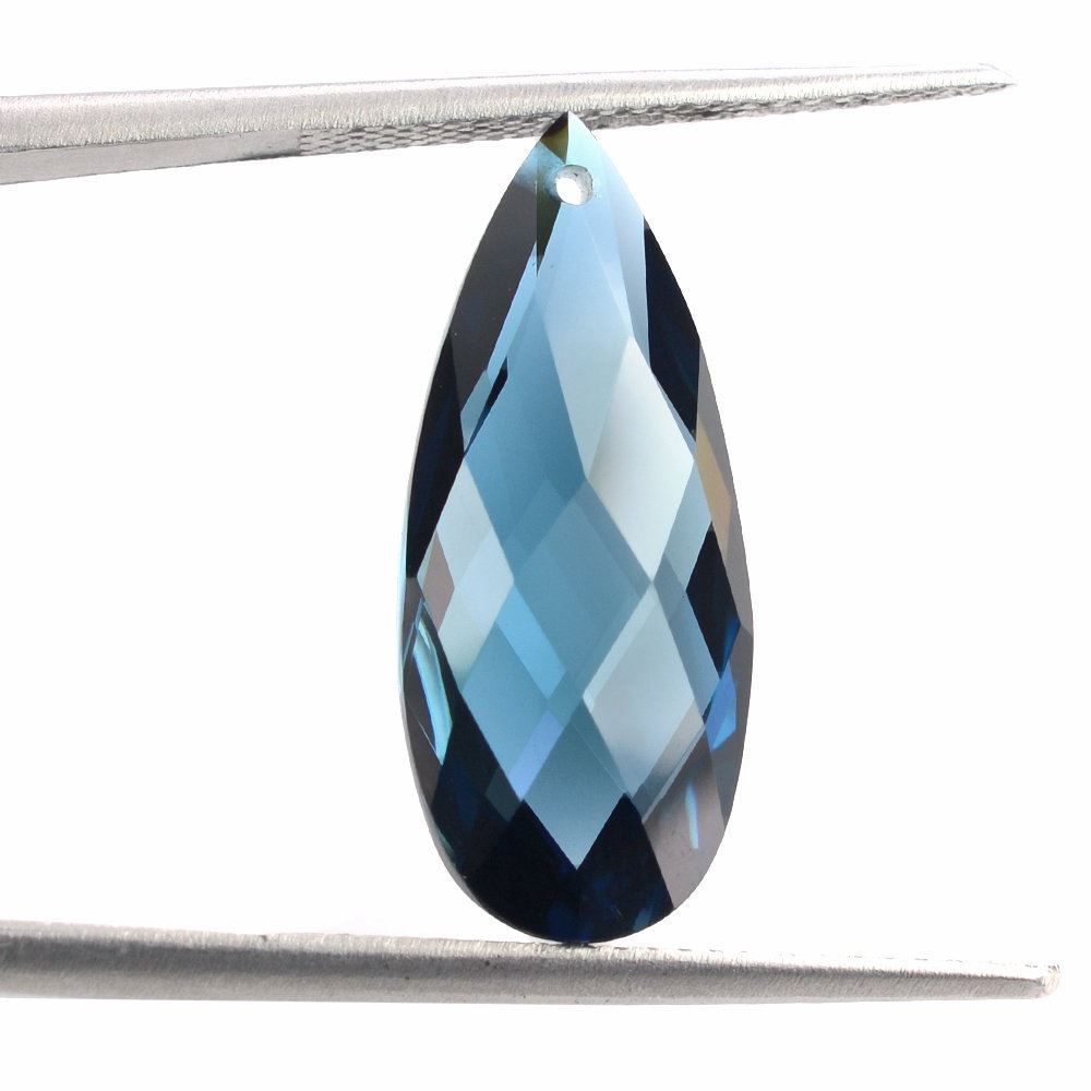 LONDON BLUE TOPAZ BRIOLETTE PEAR (FULL DRILL) 21X9MM 8.82 Cts.