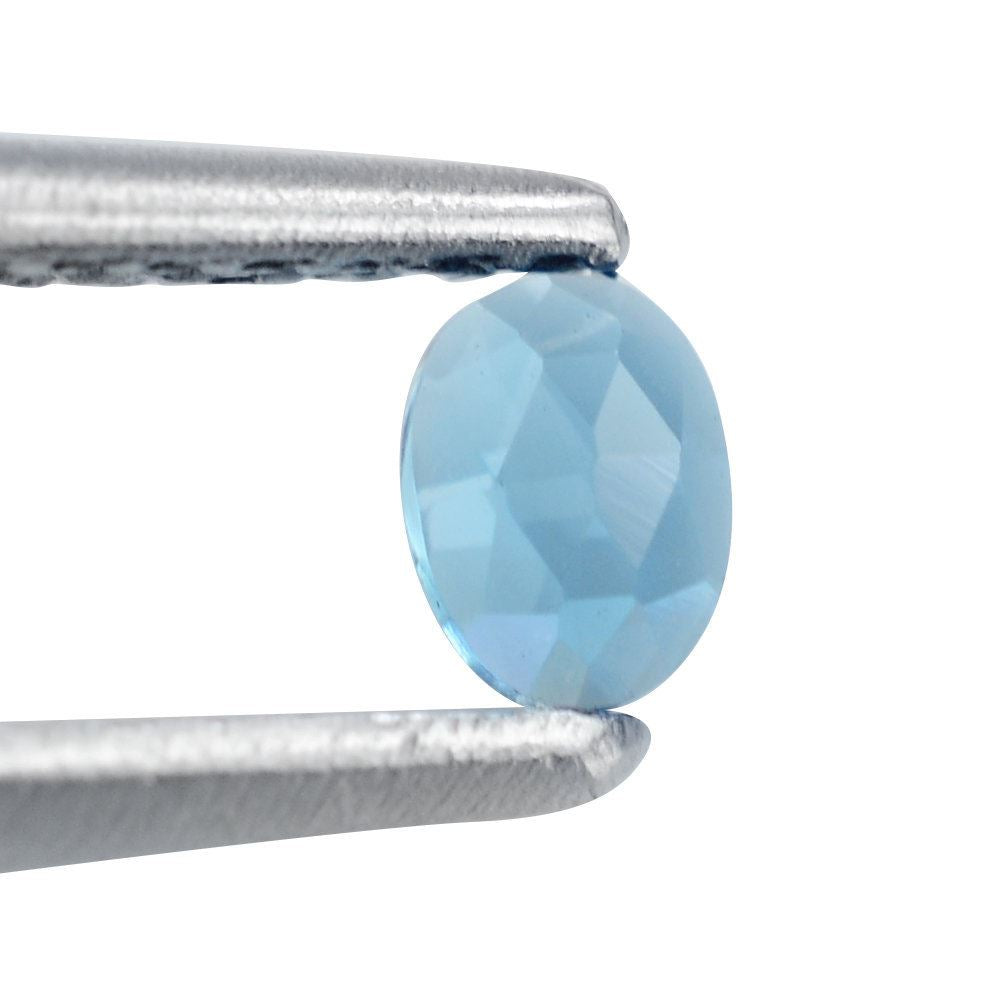 LONDON BLUE TOPAZ ROSE CUT OVAL CAB 3.50X2.50MM 0.13 Cts.