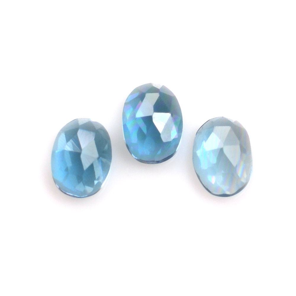 LONDON BLUE TOPAZ ROSE CUT OVAL CAB 3.50X2.50MM 0.13 Cts.