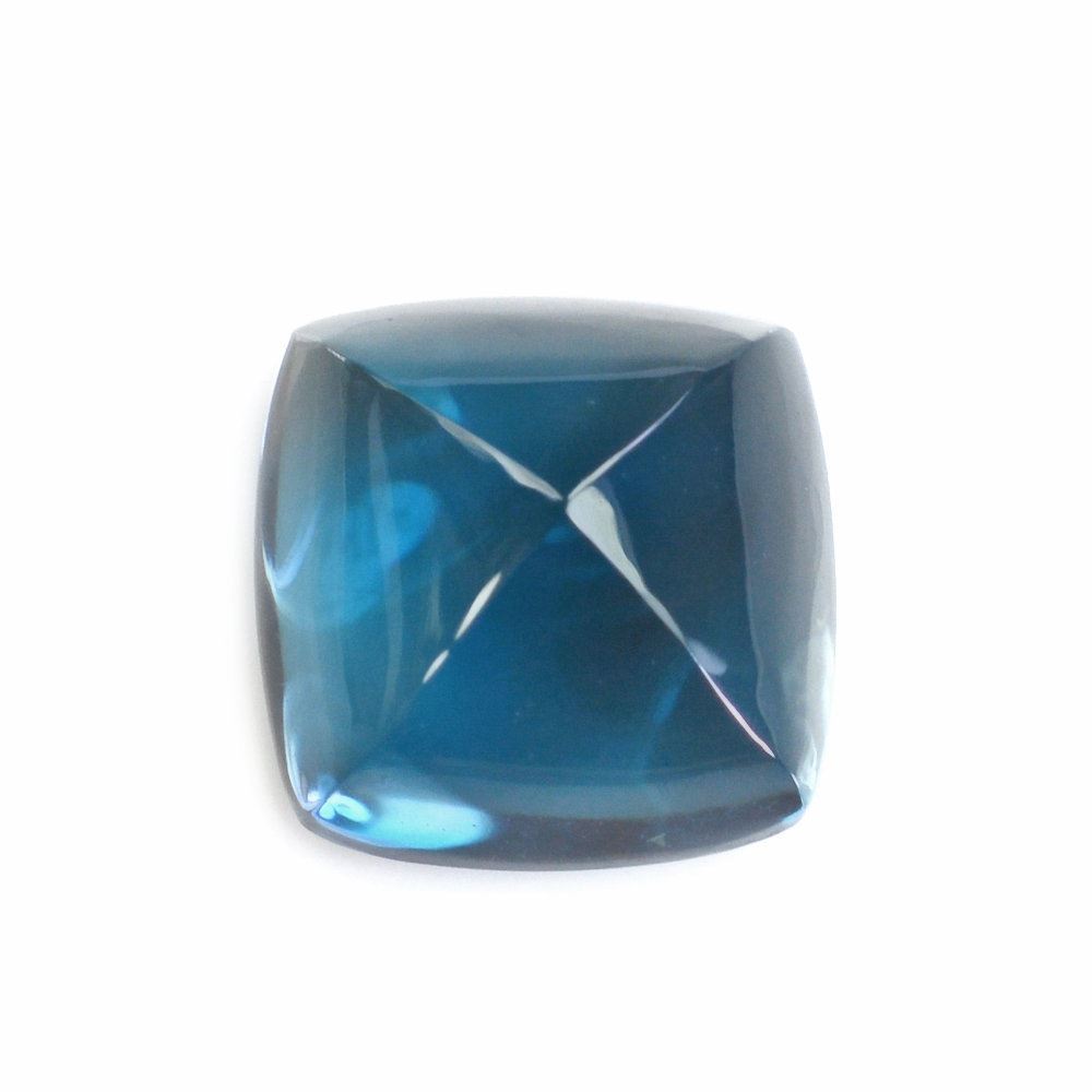 LONDON BLUE TOPAZ PYRAMID CUT CUSHION CAB 9MM 4.35 Cts.