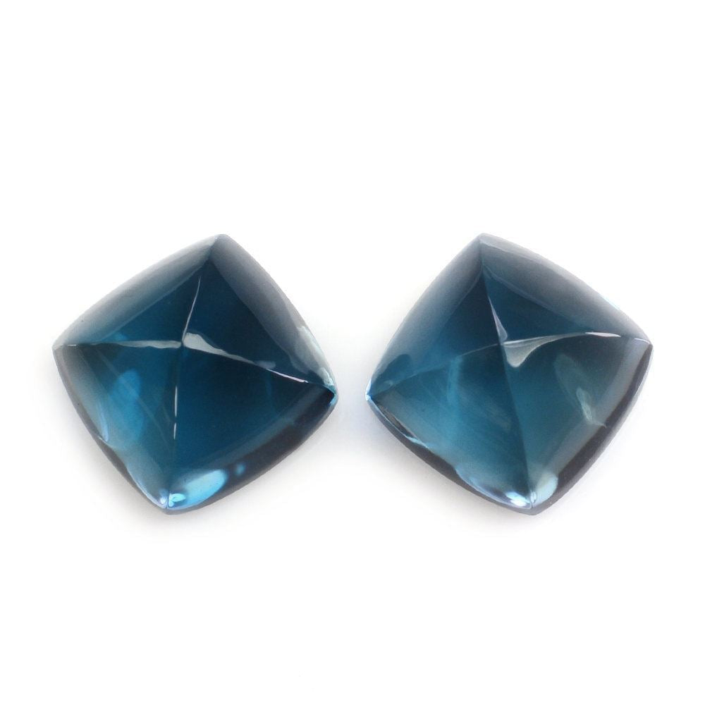 LONDON BLUE TOPAZ PYRAMID CUT CUSHION CAB 9MM 4.35 Cts.