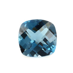 LONDON BLUE TOPAZ CHECKER CUT CUSHION 9MM 3.48 Cts.