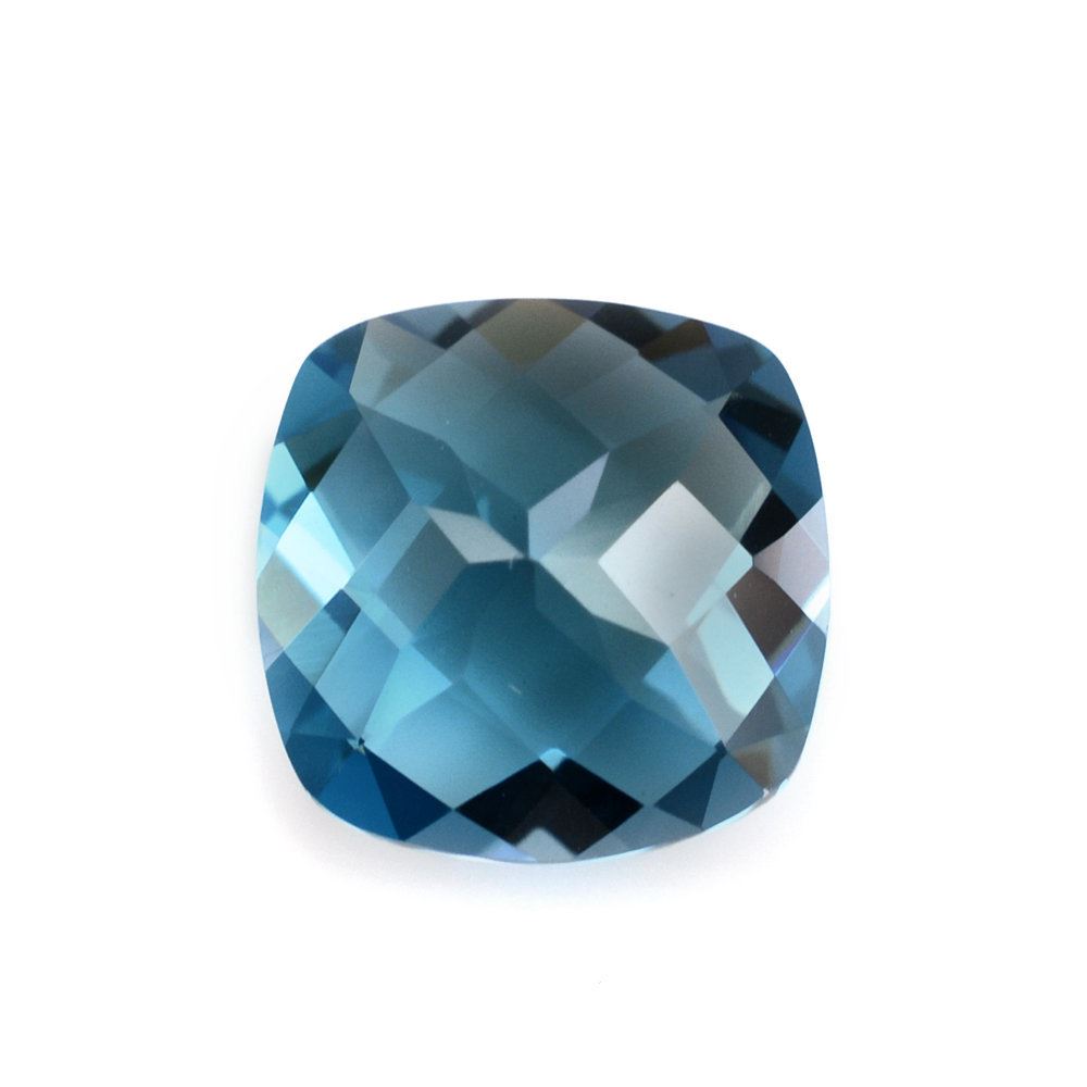 LONDON BLUE TOPAZ CHECKER CUT CUSHION 9MM 3.48 Cts.