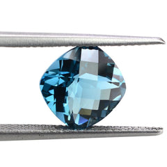 LONDON BLUE TOPAZ CHECKER CUT CUSHION 9MM 3.48 Cts.