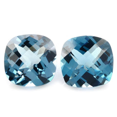 LONDON BLUE TOPAZ CHECKER CUT CUSHION 9MM 3.48 Cts.