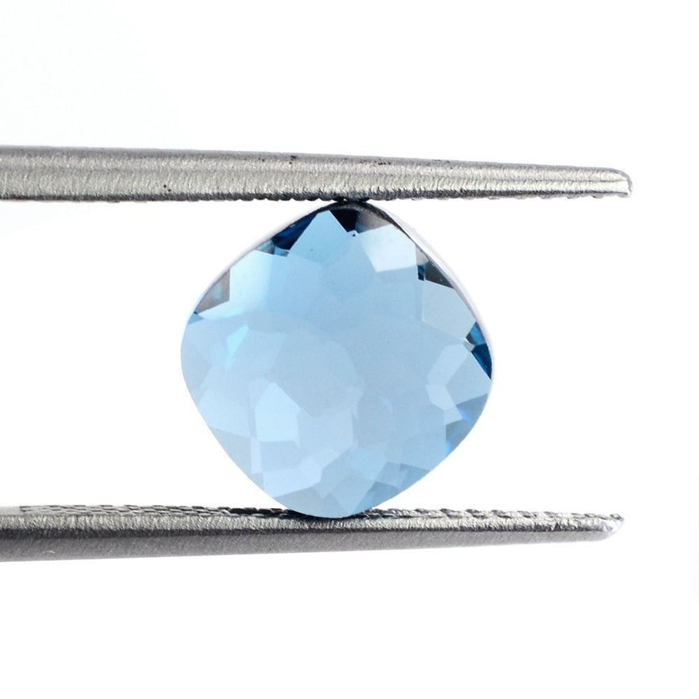 LONDON BLUE TOPAZ IRREGULAR CUT BRIOLETTE CUSHION 8.50MM 4.20 Cts.