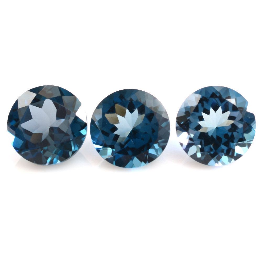 LONDON BLUE TOPAZ CUT ROUND 9MM 3.06 Cts.