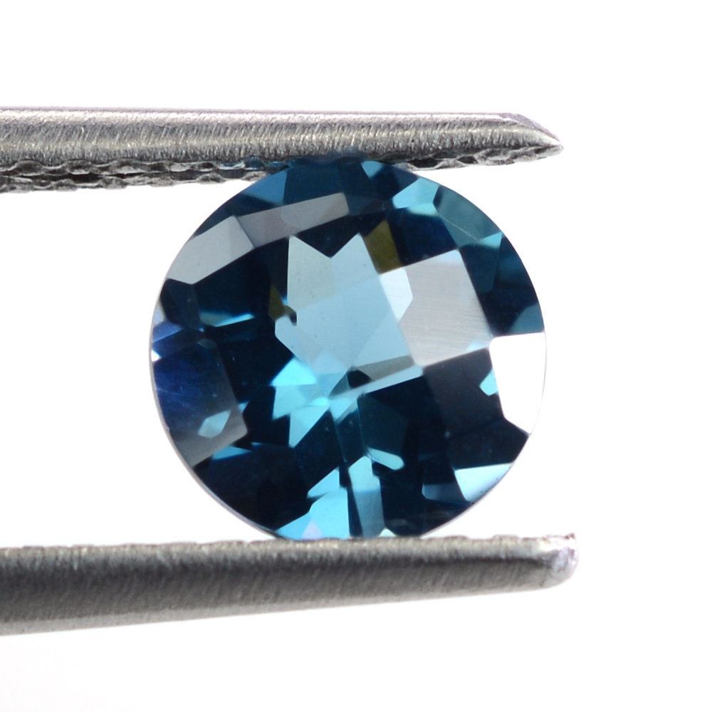 LONDON BLUE TOPAZ CHECKER CUT ROUND 6.50MM 1.13 Cts.