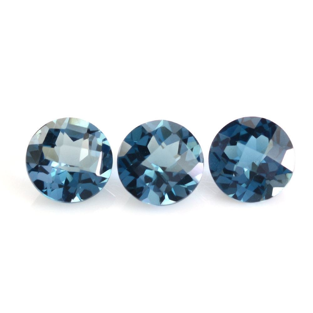 LONDON BLUE TOPAZ CHECKER CUT ROUND 6.50MM 1.13 Cts.