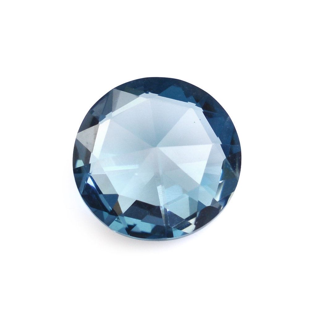 LONDON BLUE TOPAZ ROSE CUT BRIOLETTE ROUND 8MM 1.91 Cts.