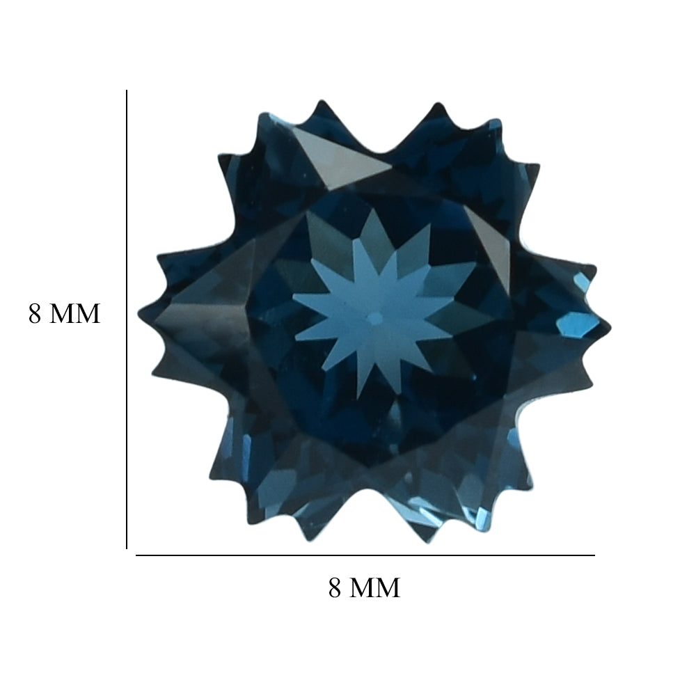 LONDON BLUE TOPAZ CUT SNOWFLAKE SHAPE 8MM (THICKNESS:-6.00MM) 2.84 Cts.