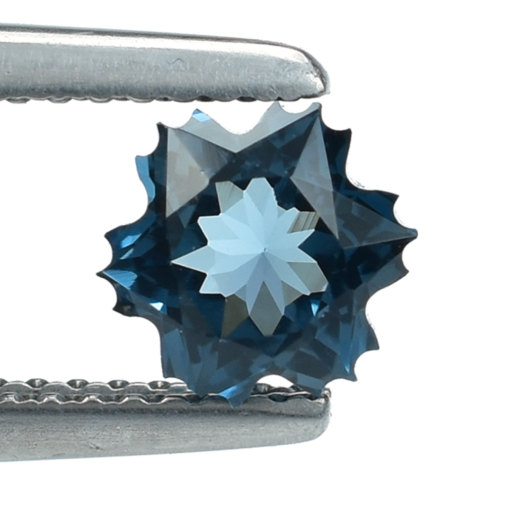 LONDON BLUE TOPAZ CUT SNOWFLAKE SHAPE 6MM (THICKNESS:-4.50MM) 1.16 Cts.