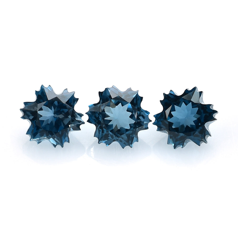 LONDON BLUE TOPAZ CUT SNOWFLAKE SHAPE 6MM (THICKNESS:-4.50MM) 1.16 Cts.