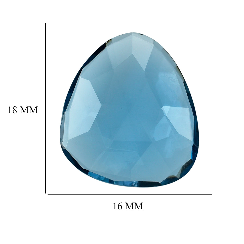 LONDON BLUE TOPAZ ROSE CUT BRIOLETTE IRREGULAR PEARISH 18X16MM 9.00 Cts.