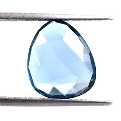 LONDON BLUE TOPAZ ROSE CUT BRIOLETTE TRILLIONISH 13X11MM 5.06 Cts.