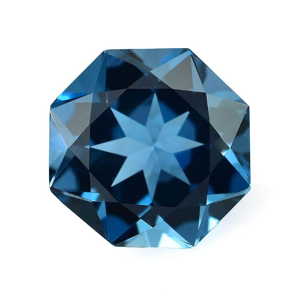 LONDON BLUE TOPAZ CUT 8 SIDE ROUND OCTAGON (NORMAL/CLEAN) 12.00X12.00 MM 7.69 Cts.