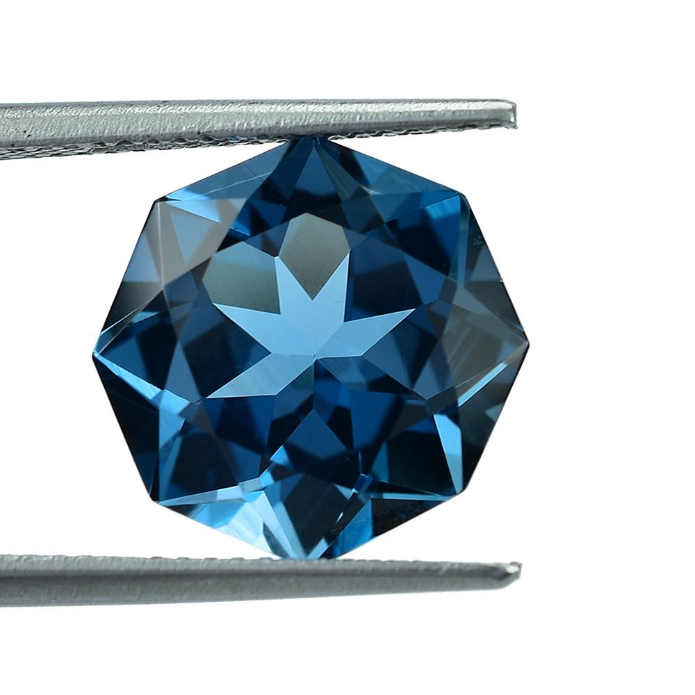 LONDON BLUE TOPAZ CUT 8 SIDE ROUND OCTAGON (NORMAL/CLEAN) 12.00X12.00 MM 7.69 Cts.