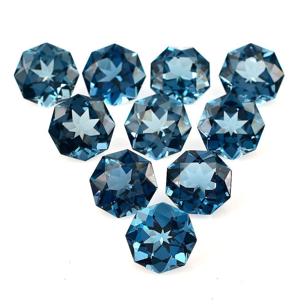LONDON BLUE TOPAZ CUT 8 SIDE ROUND OCTAGON (NORMAL/CLEAN) 12.00X12.00 MM 7.69 Cts.
