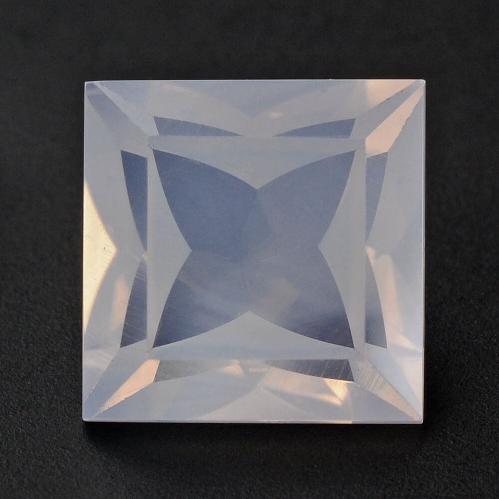 LAVENDER MOON QUARTZ CONCAVE FLOWER CUT BACK SQUARE 10MM 4.37 Cts.