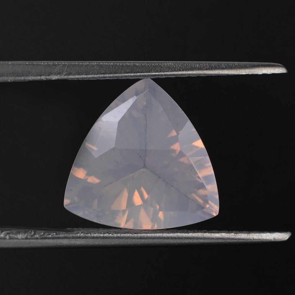 LAVENDER MOON QUARTZ TRIANGLE TOP DIAMOND CUT BACK TRILLION 12MM 4.11 Cts.